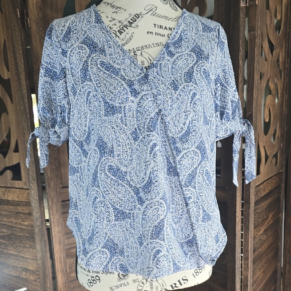 Michael Kors Blue Paisley Blouse - Picture 1 of 4